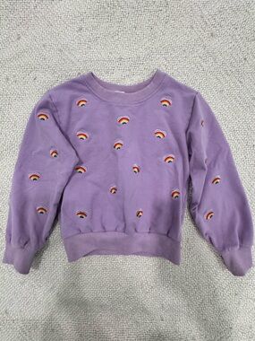 Lola & the Boys Lavender Crewneck Sweatshirt with Rainbow Embroidery